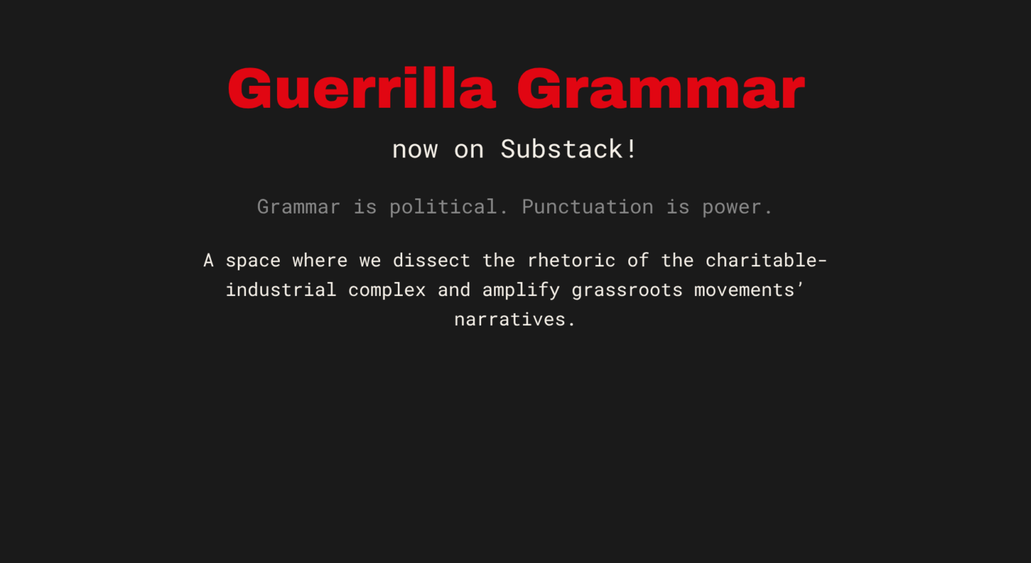 Follow us on Substack!
