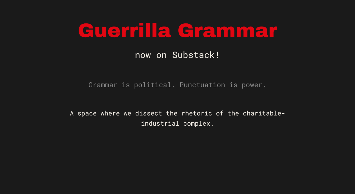 Follow us on Substack!